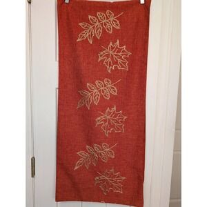 Table Runner 15 X 72 Embroidered Leaves Burnt Orange Cottage Farmhouse